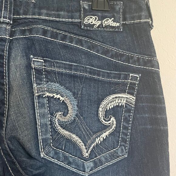 29L BIG Star Sweet Ultra Low Rise Jeans Bootcut Dark Wash Denim Stretch Women's - Picture 7 of 10